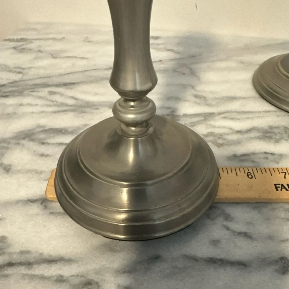 Restoration Hardware Elegant Silver pewter Candle Holders 9” & 7”